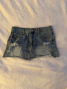 Amazon Distressed Denim Mini Skirt - Blue